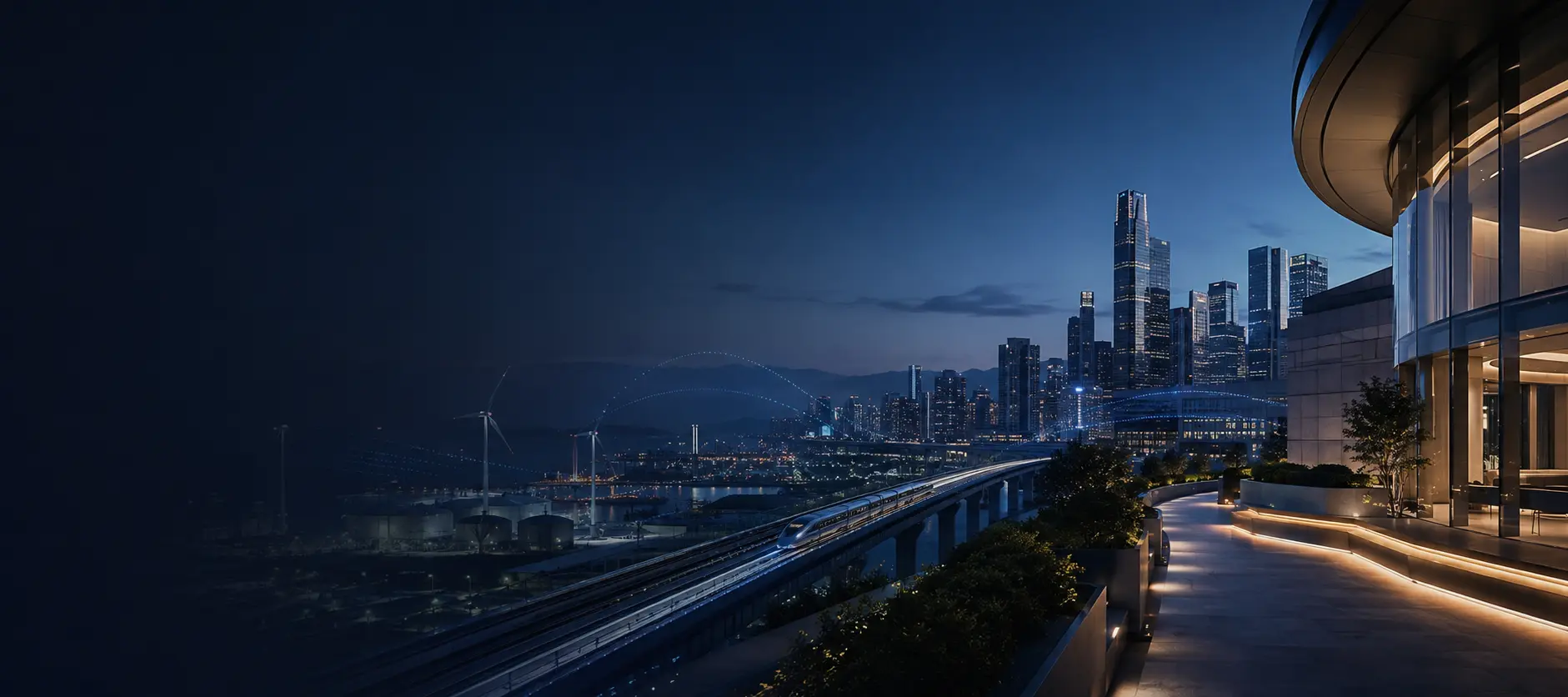 Global city, transportation and energy infrastructure connected at night